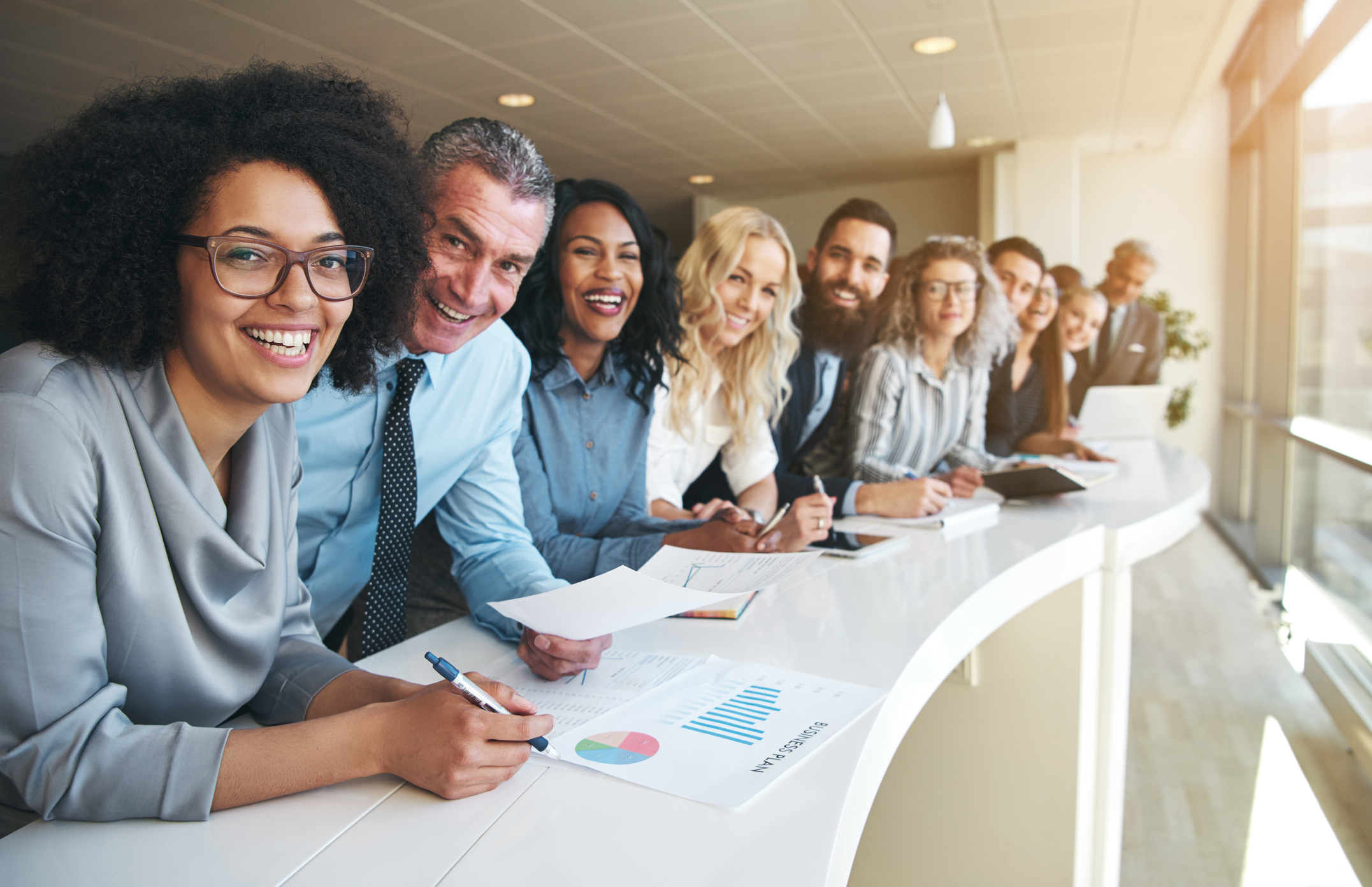 Smiling coworkers