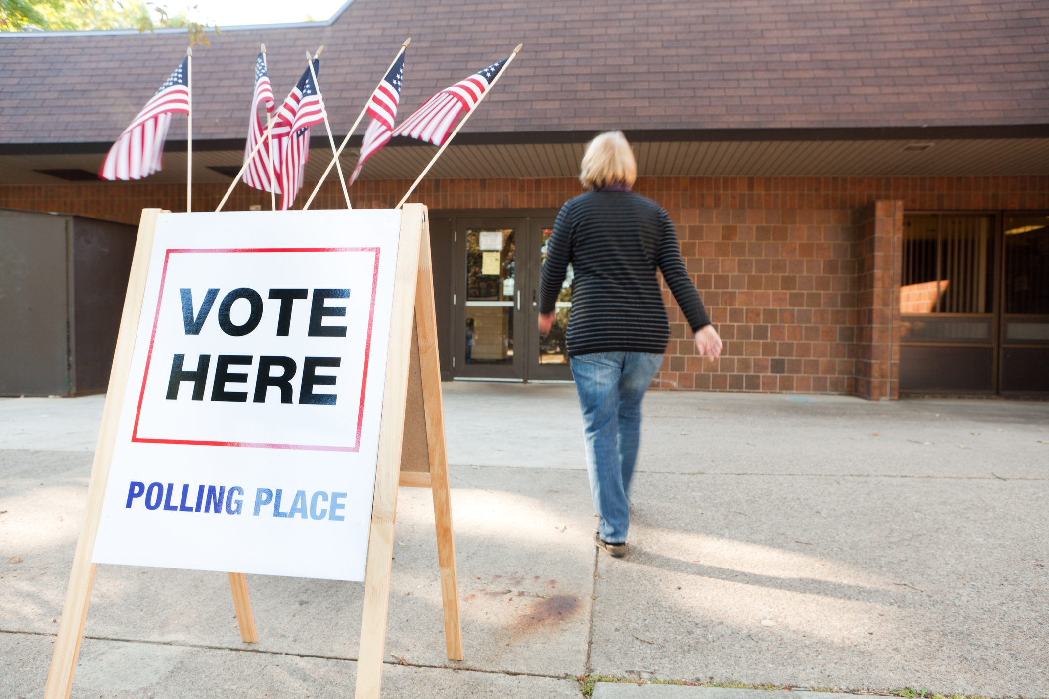 USA Election Voter Going to Polling Place Station