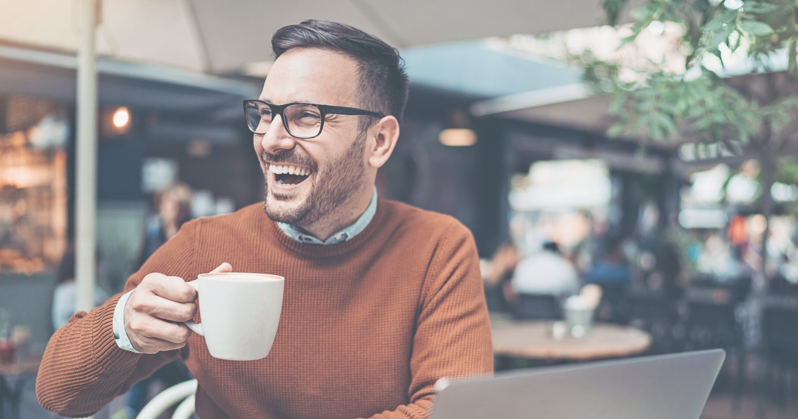 man drinking coffee