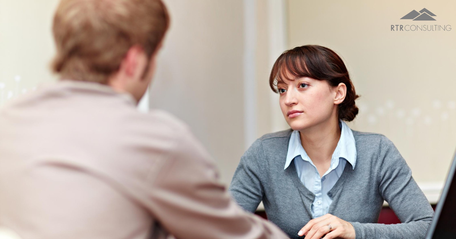 woman talking to man